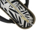 Petite Collection - Stone Outer - Black Round Handle - Bamboo Print Inner - Gold Zip
