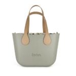 Petite Collection - Olive Outer - Light Tan Flat Handle - Cherry Leaves Inner - Gold Zip