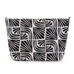 Petite Size Inner - Black Square Leaf Pattern - Silver Zip