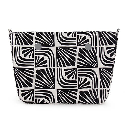 0007_8328-9-1 Petite Size Inner - Black Square Leaf Pattern - Silver Zip - Image 1