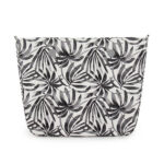 Original Size Inner - Black Monstera Pattern - Silver Zip