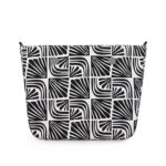 Original Size Inner - Black Square Leaf Pattern - Silver ZIp