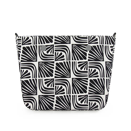0013_8326-1-1 Original Size Inner - Black Square Leaf Pattern - Silver ZIp - Image 1